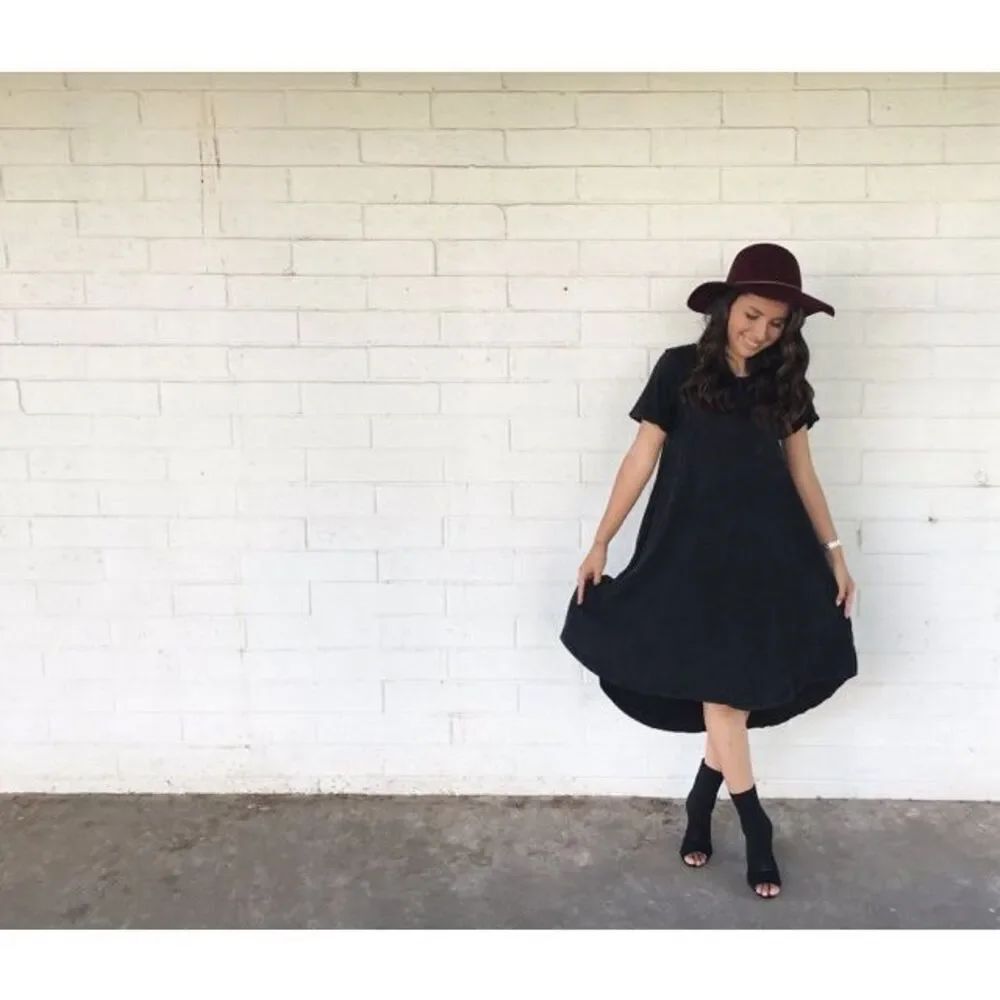 Womens Lularoe Solid Black Noir Carly Dress - Sz M